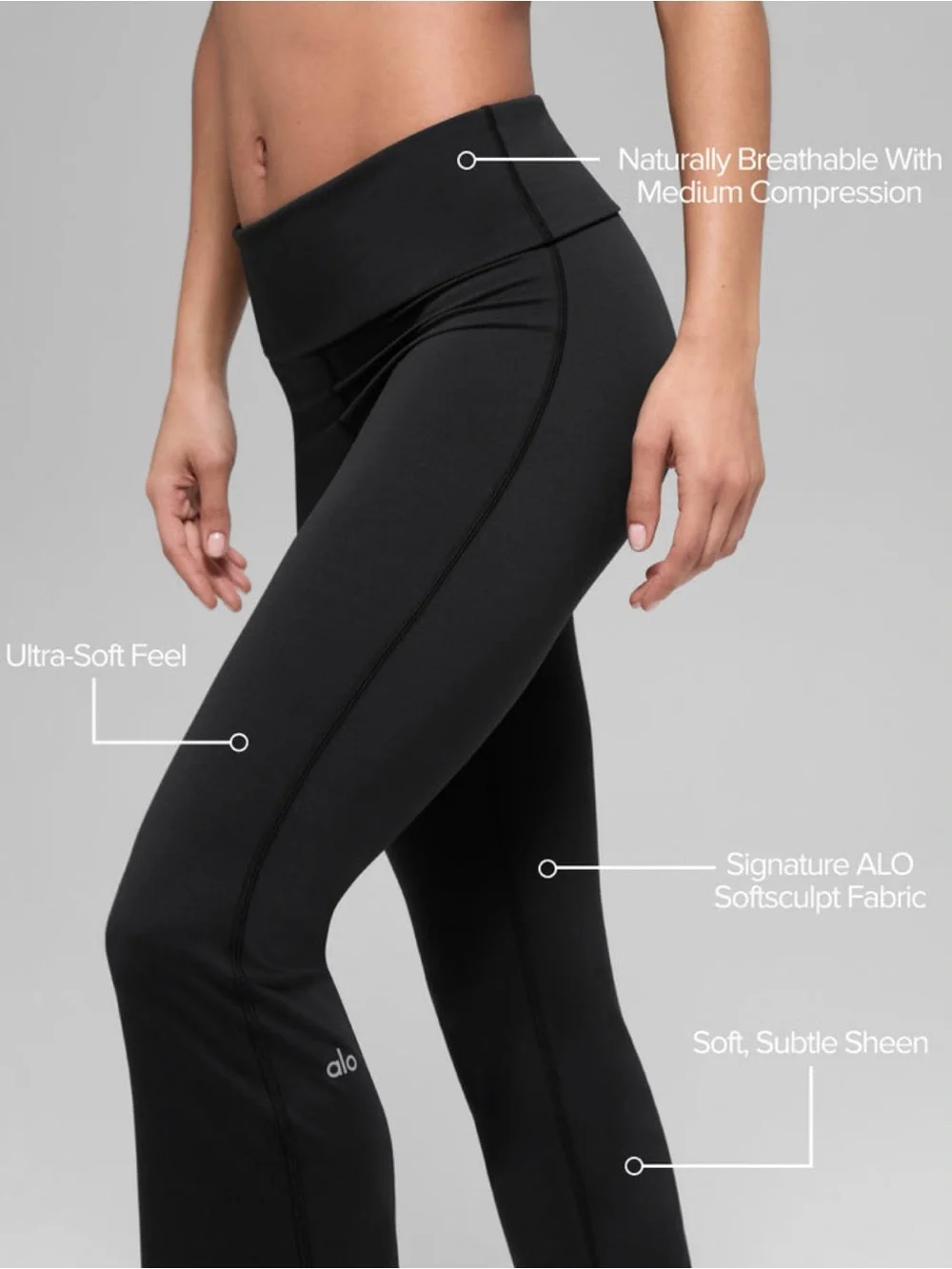 ALO Softsculpt Foldover Flare Legging Black Small